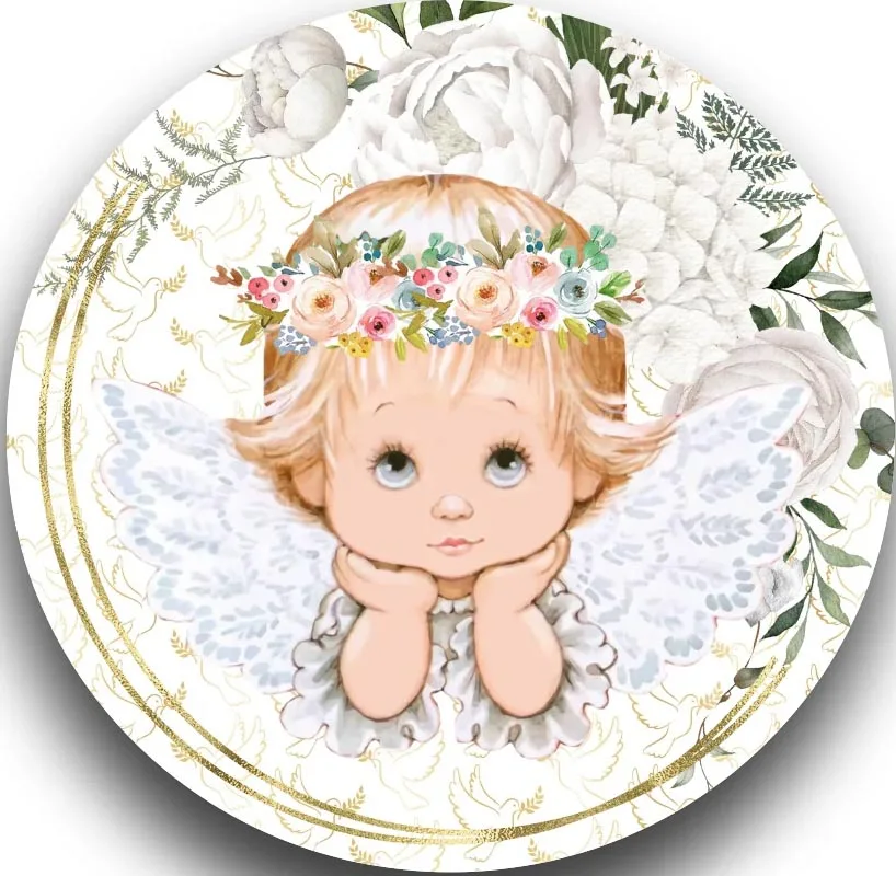 Mehofond التصوير خلفية دائرة مستديرة مي باوتيزو المعمودية يبارك الله الملاك التعميد ديكور الحفلات خلفية استوديو الصور