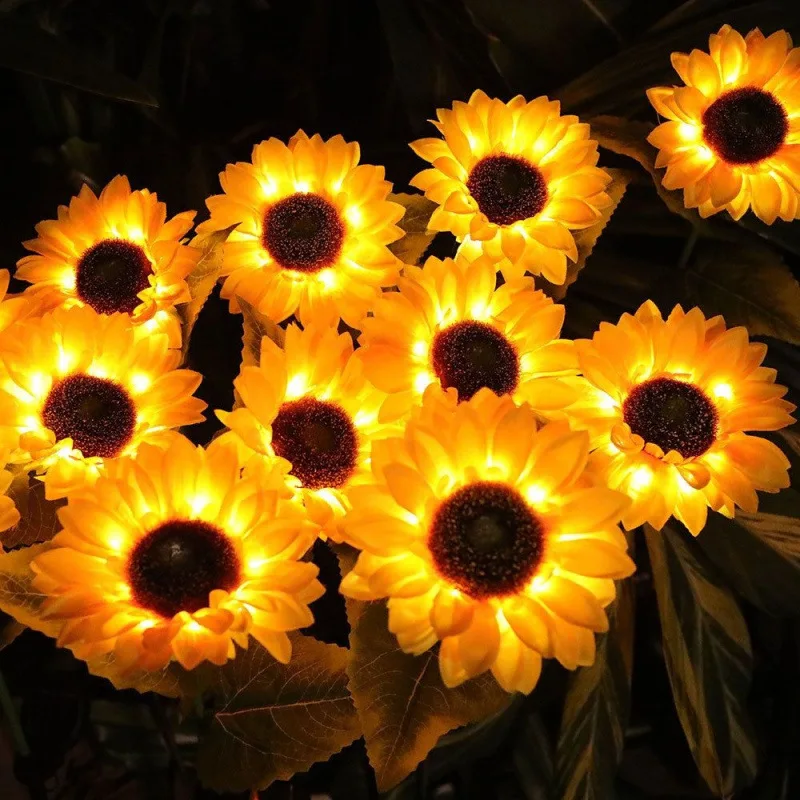 

New Sloar Led Sunflower Light Outdoor Waterproof Landscape Lawn Lamps Christmas Flowers Lights for Courtyard Garden Decoration