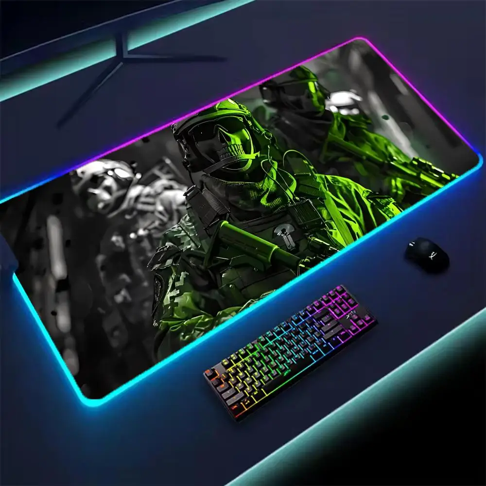 Military Sniper RGB Gaming Mouse Pad, Extra Large LED Desk Mat, 14 Lighting Modes, Waterproof, Anti-Slip, Perfect for PC Gamer