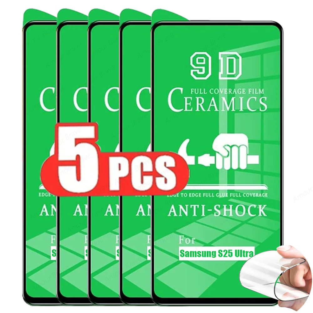 5PCS Displayschutzfolie für Samsung Galaxy S25 S24 Ultra S23 S22 S21 Plus S20 Nicht glasklare Keramikfolie auf Galaxy S25 S24 FE