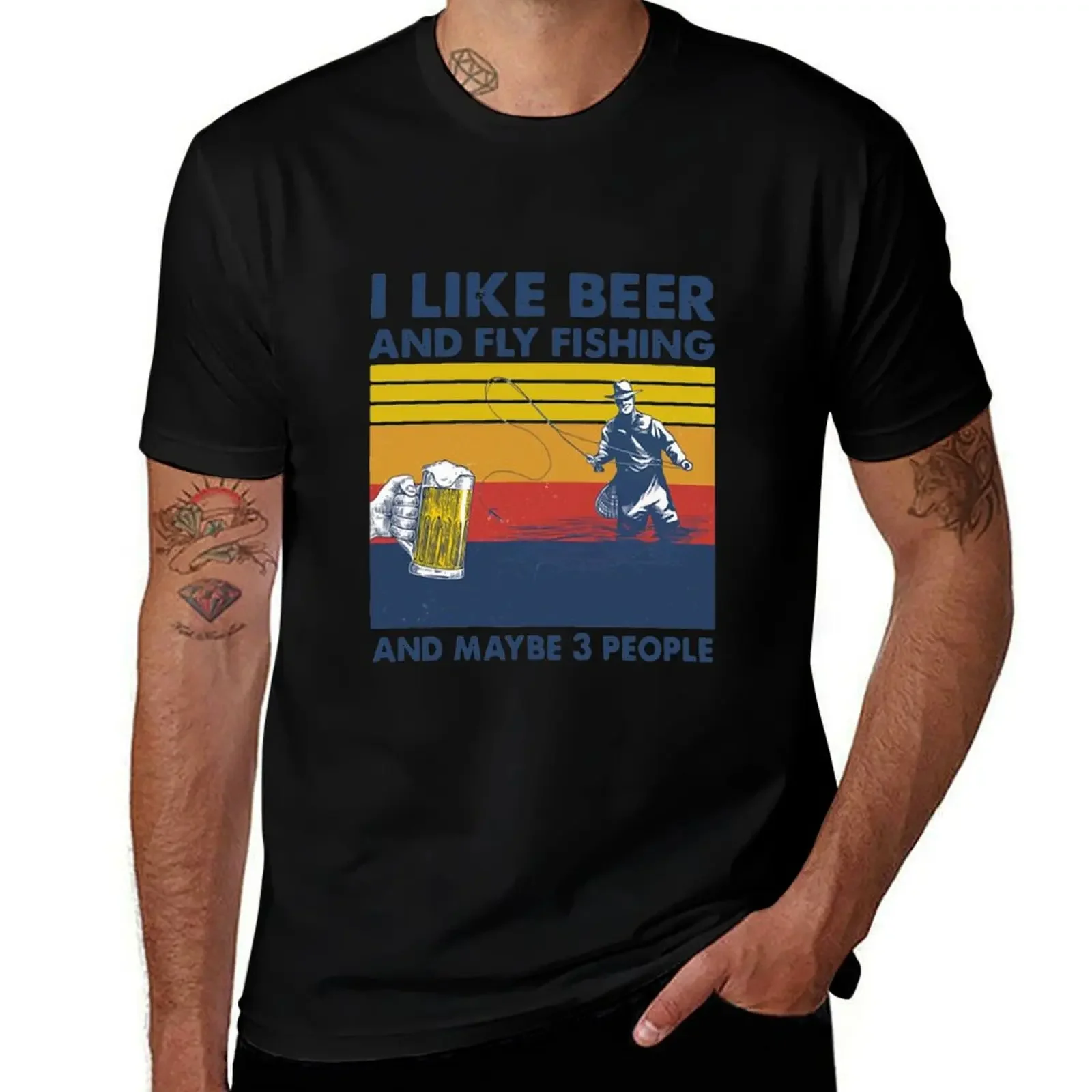 

I LIKE BEER AND FLY FISHING MAYBE 3 PEOPLE VINTAGE T-Shirt heavyweights mens t shirts pack