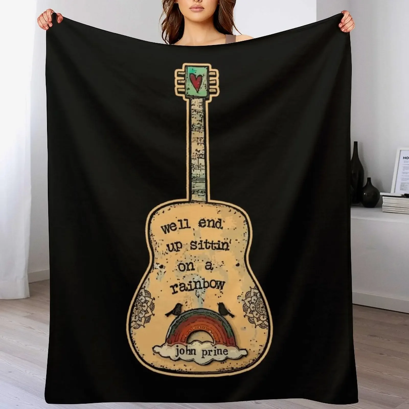 

Gitar Rainbow Throw Blanket Bed Fashionable heavy to sleep christmas gifts Flannel Blankets
