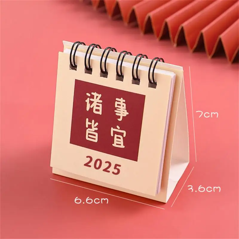 2025 Mini Simple Small Desk Calendar Pocket Portable Calendar Punch Plan Desktop Decoration