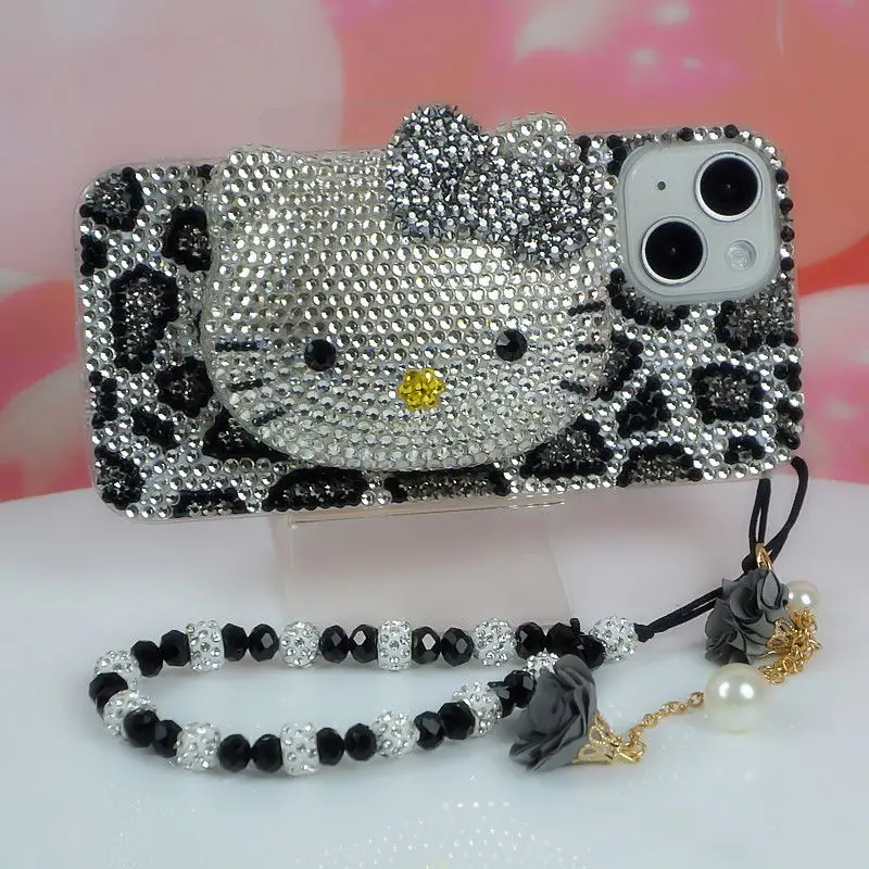 Sanrio Rhinestone Phone Case for iPhone, 15 Plus Makeup, 11, Makeup Mirror, Jewelry, 13, 14 Pro Max, Xs, Hello Kitty, Handmade