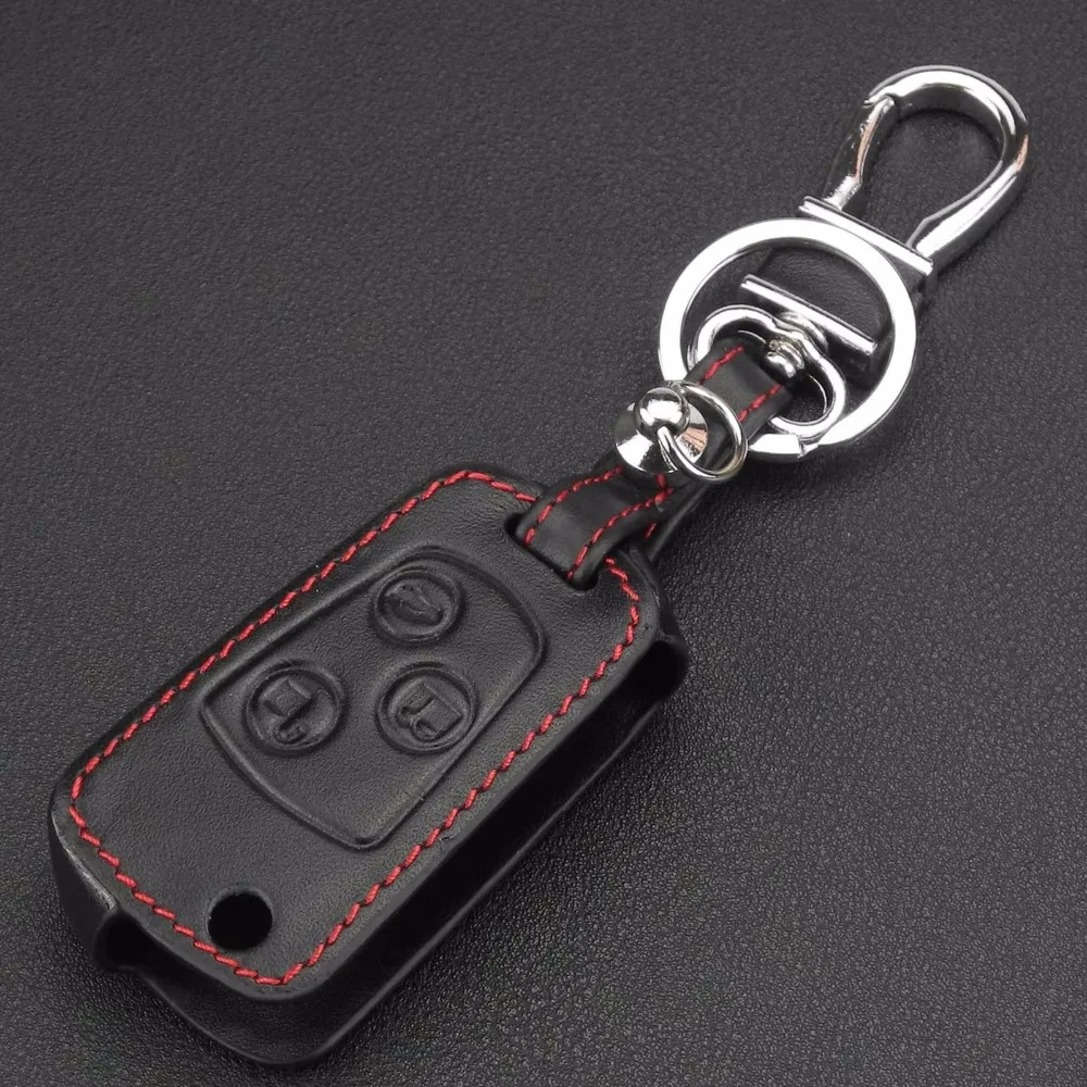 jingyuqin Remote 3 Buttons Uncut Refit Folding Flip Key Shell Cover Leather For Ford Focus KA Mondeo Fiesta Fob Case