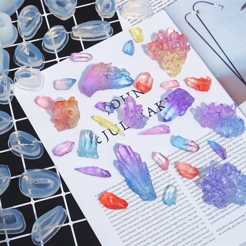 Diy Kristal Epoxyhars Mal Kristallen Cluster Stenen Ornamenten Mat Decoratieve Siliconen Mal