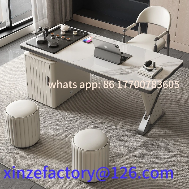 

Customizable rock slab office tea table desk integrated modern simple multi-functional office