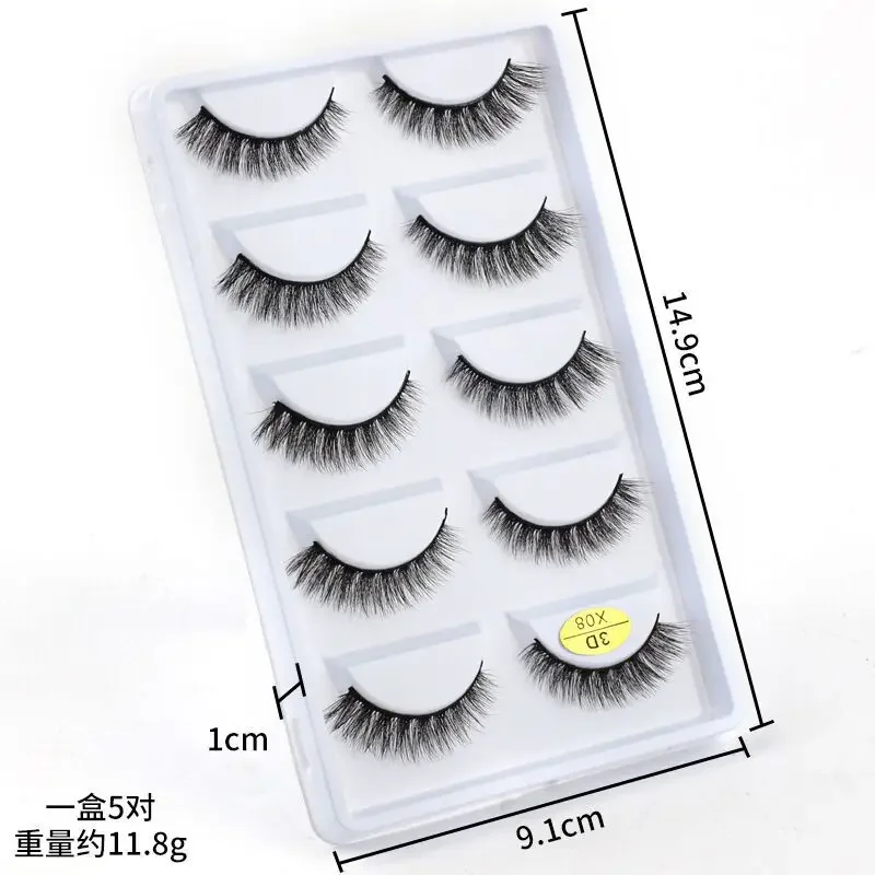 5 par rzęs Cat Eye Lashes Faux Mink Eyelashes Natural Long Manga Lashes Winged Soft Idol Lash Clusters Reusable Self Adhesive Lashe