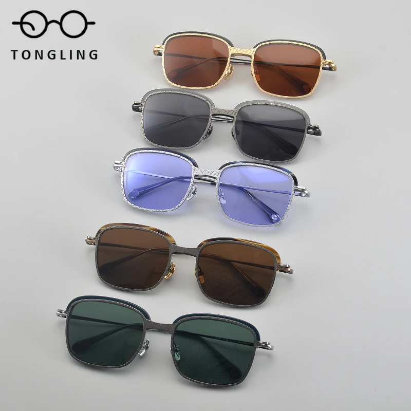 

2025 Retro magnetic attraction set glasses square men pure titanium acetate sunglasses can be equipped with prescription lenses