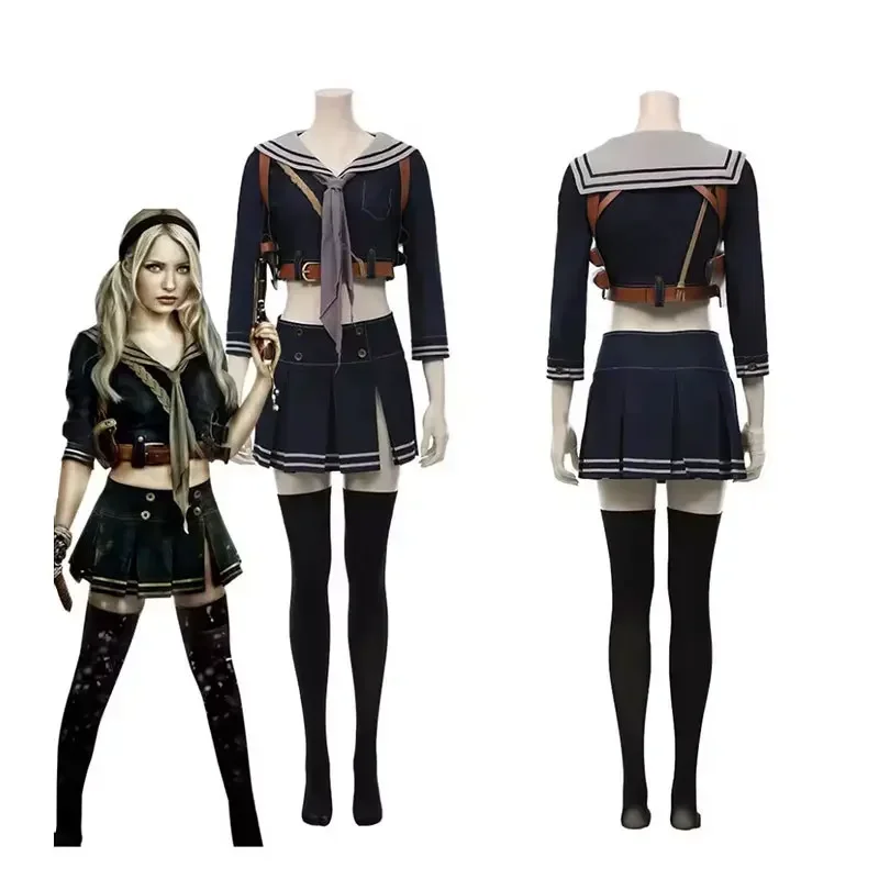 

Sucker Punch Baby Doll Cosplay Women Costume Denim Uniform Skirt Tops Set Outfits Girls Fashion Suits Halloween Party Clothes