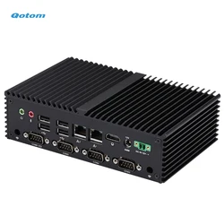 Qotom J6412 Fanless Mini PC 6x RS232 COM Dual LAN Industrial Desktop 2.6GHz, VGA GPIO PS/2, Small Form Factor PC for IoT POS