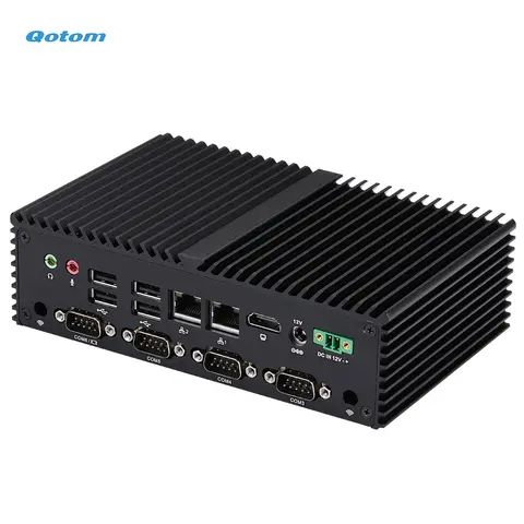 Qotom 팬리스 미니 PC J6412 쿼드 코어 2.0 GHz 24/7 X86 미니 산업용 데스크탑 PC 듀얼 LAN 6x RS232 실행