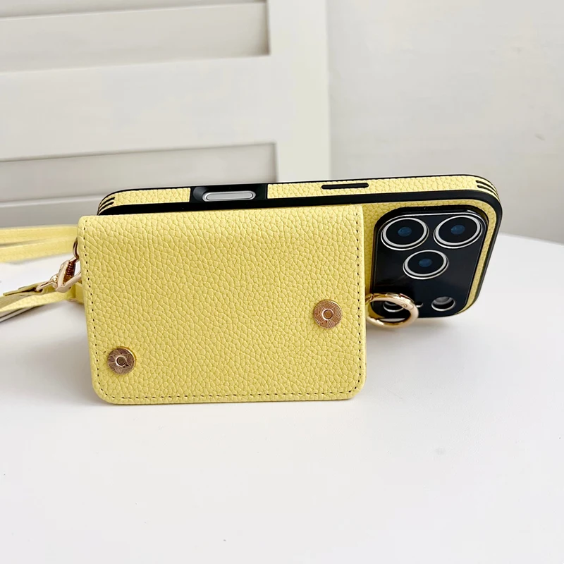 Crossbody-Geldbörsen-Handyhülle mit Make-up-Spiegel für iPhone 17 18 Pro Max 16 Pro 15 14 13 12, trendige Lederhülle mit Kartenfach und Lanyard – Detail 10
