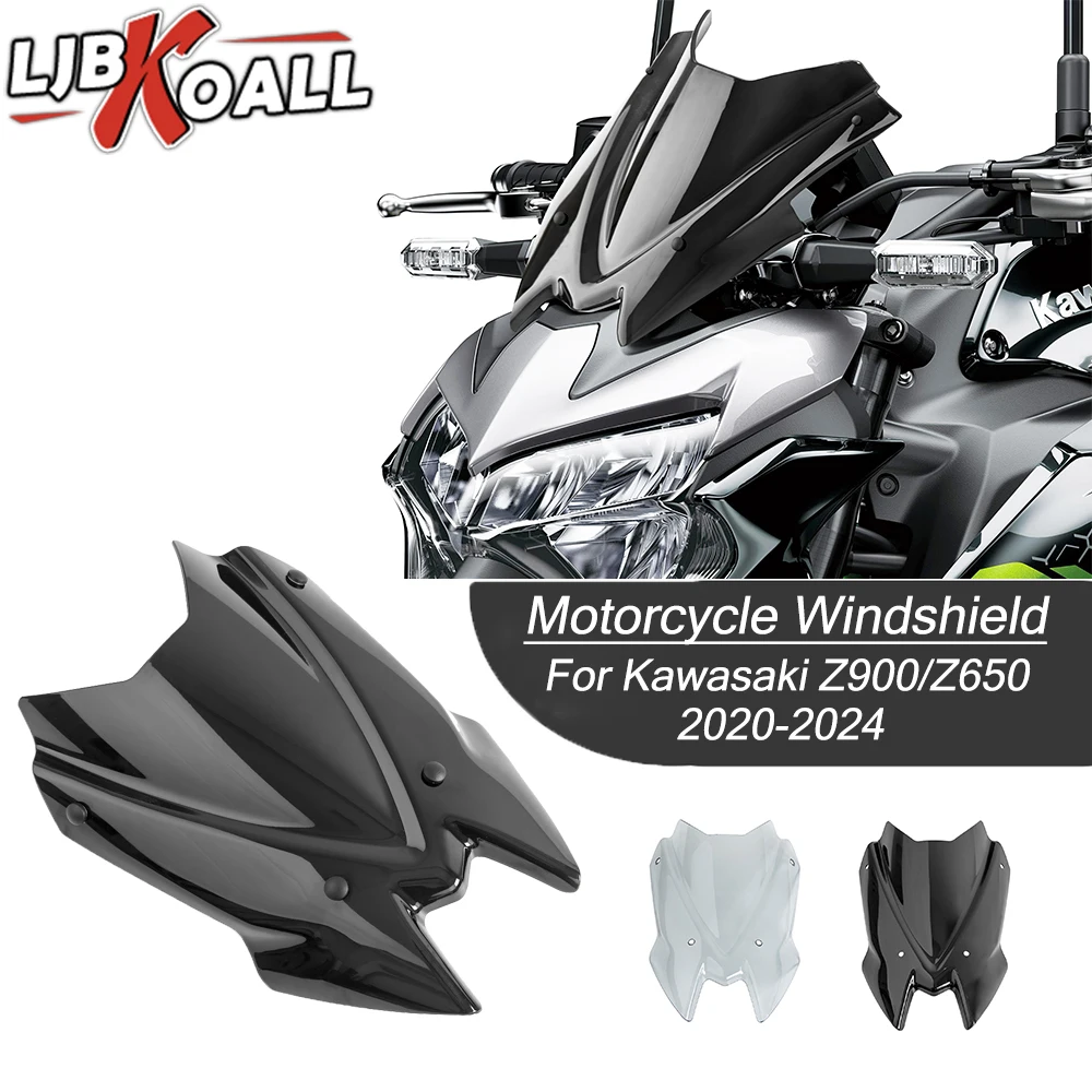 

LJBKOALL Motorcycle Windscreen Windshield Air Deflector Accessories For Kawasaki Z650 Z900 ZR900F 2020 2021 2022 2023 2024