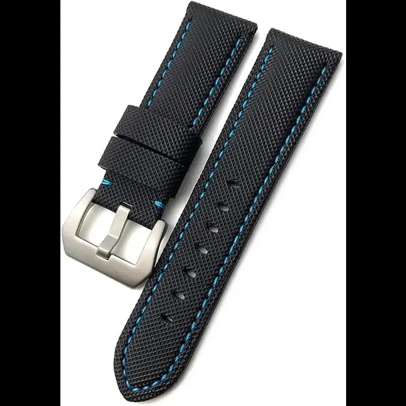 SCHIK Carbon Fiber Calfskin Watchband 24mm 26mm Fit for Panerai LUMINOR Submersible PAM01119 01663 Nylon Watch Strap