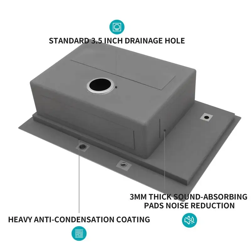 حوض مطبخ منسدل 33 بوصة مع غسالة أكواب - وعاء واحد مقاس 33 × 22 بوصة مقاس 16 حوض محطة عمل من الفولاذ المقاوم للصدأ