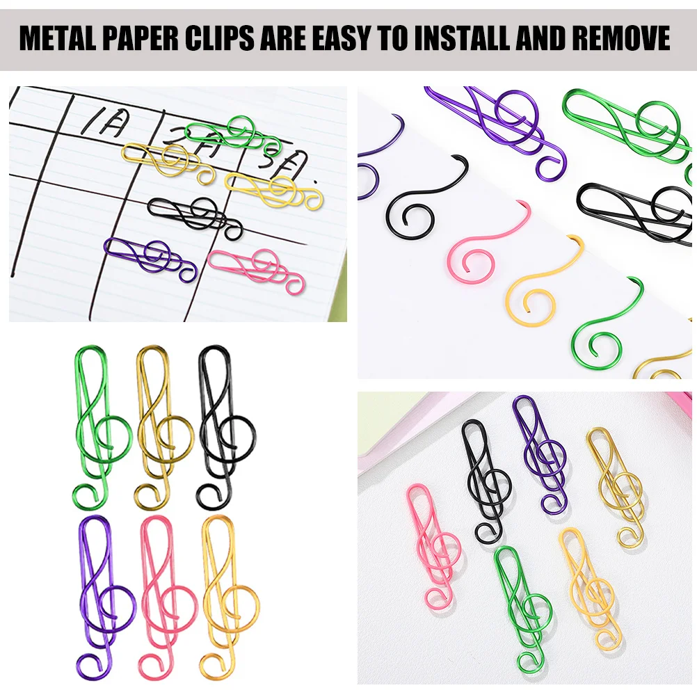 85 قطعة من مشابك ورق الملاحظات الموسيقية الملونة، مشابك مستندات إبداعية معدنية، مستلزمات مكتبية، مشبك ورق زينة للاستخدام المدرسي
