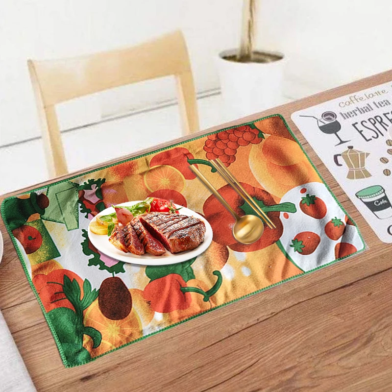 Home Collection Kitchen Towels Food Pumpkin Tea Towels Green Fruit Home Soft Absorbent Kitchen Decoration Towels