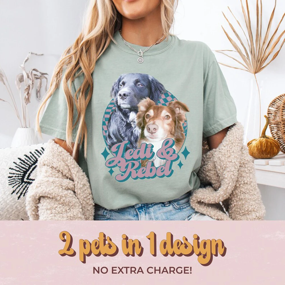 Fashion Pet T Shirt Custom Tee Memorial Gift Dog Face Print Personalized Name Design For Pet Lovers