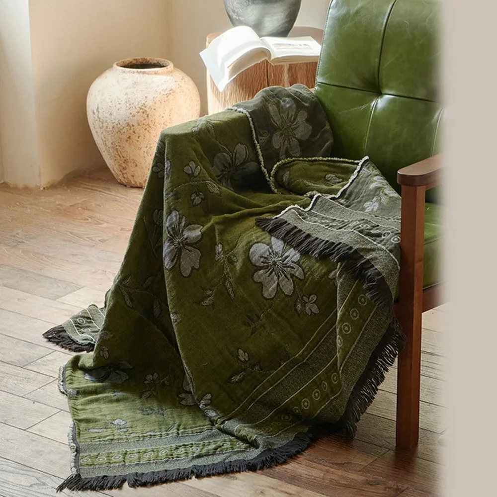 Cotton Blanket Yarn-Dyed Jacquard Tassel Throw Blanket Decoration Sofa Bedend t Air Office Nap Cover Blanket 140*190cm