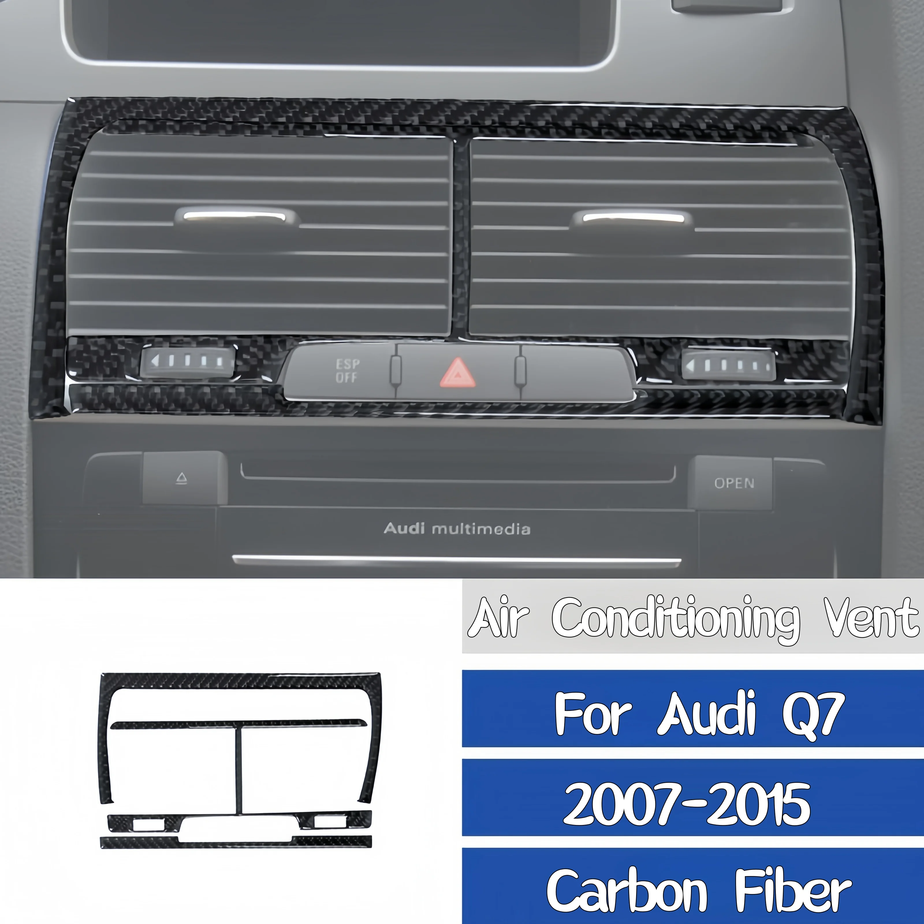 

For Audi Q7 2007-2015 Carbon Fiber Car Central Air Conditioning Outlet Vent Panel Trim Cover Decoration Sticker Auto Zubehör