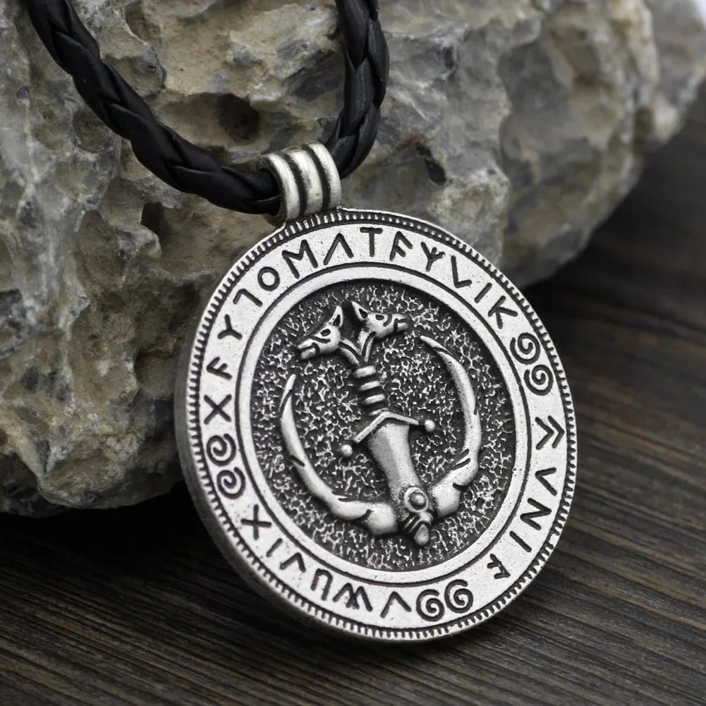 

Vintage Stainless Steel Double Sided Ship Rune Pendant Men's for Necklace