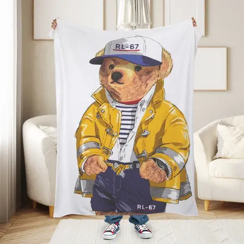 겨울용 소파 담요 Z-Polo 곰 푹신한 부드러운 낮잠 킹 사이즈 담요 마이크로 화이버 침구 따뜻한 무릎 침대 양털 캠핑 홈