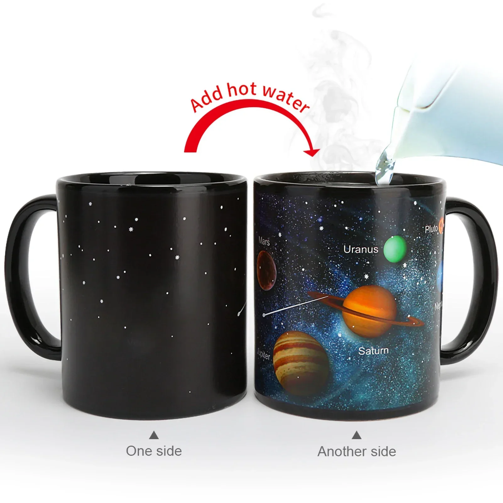 1pc 330ml New Ceramic Mug Changing Color Mug Milk Coffee Cups Gifts for Friend Student Breakfast Cup Star Solar System Drinkware