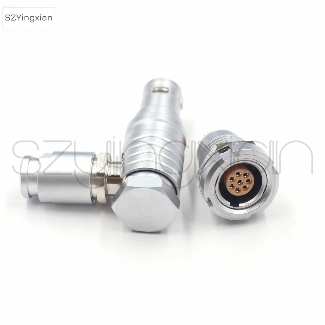 FHG/ECG EGG Socket 1B 8-Pin Push-Pull Self-Locking Right Angle Plug 90 Degree Metal Circular Beauty Device Connector