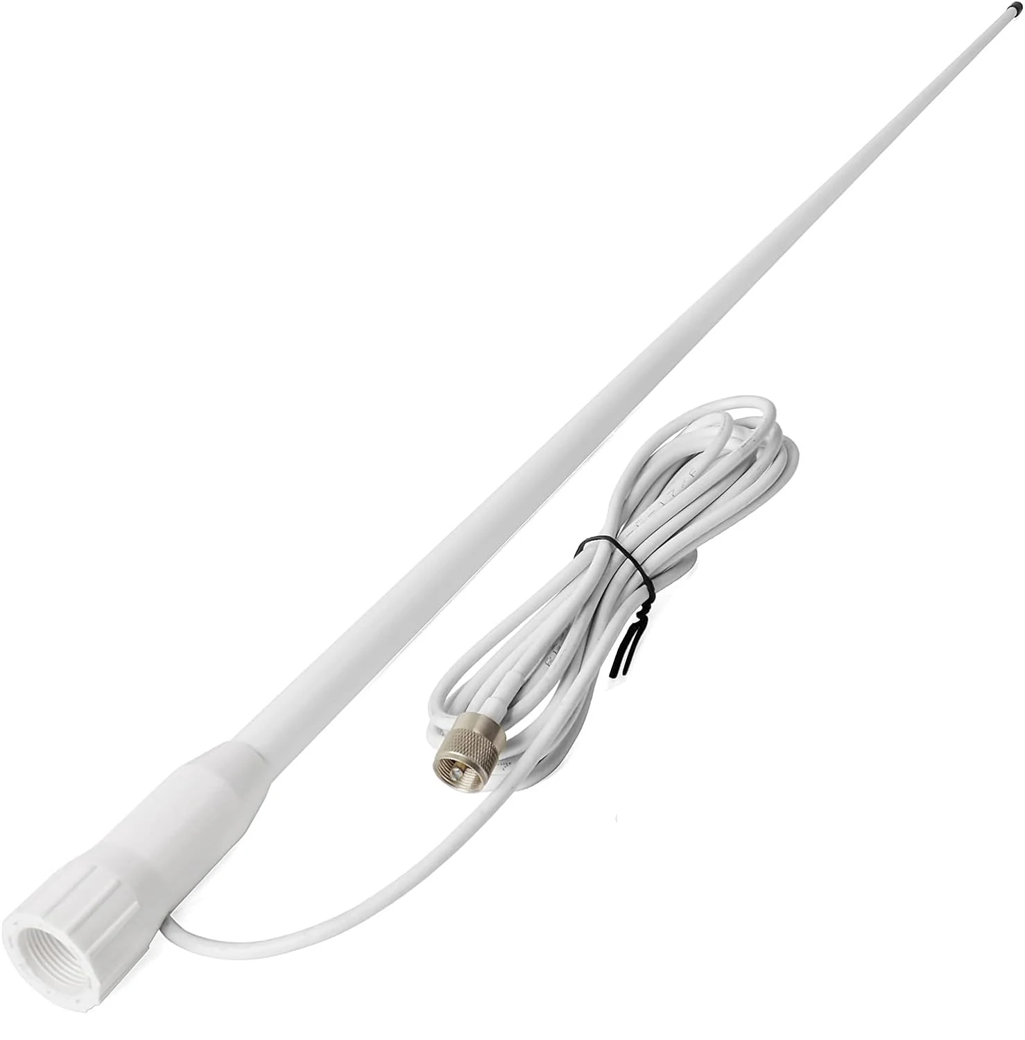 Matsutec VHF Marine Antenna White Fiberglass Boat Antenna 22.9ft (with 7meter cable) RG58 Coaxial Cable PL259 Connector