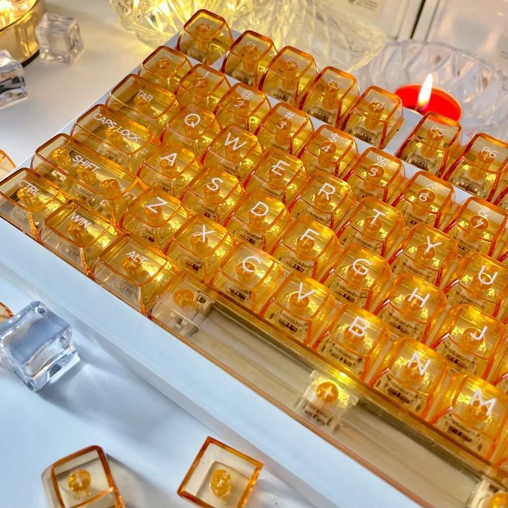 

115 Key Amber Orange Transparent Key Cap PC Key Cap CBSA Profile for Cherry MX Gamers Mechanical Keyboard