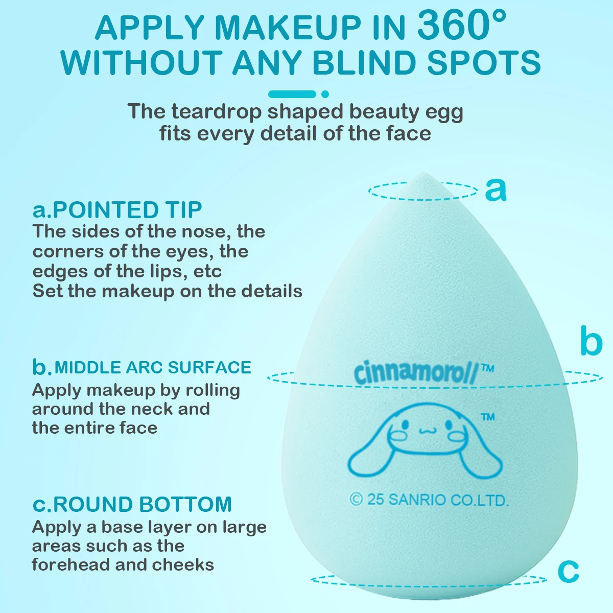 MINISO Hello Kitty et Friends Snack Shop Tasse de stockage de crème glacée Oeuf de maquillage 1 paquet Outil de maquillage facile à appliquer longue durée