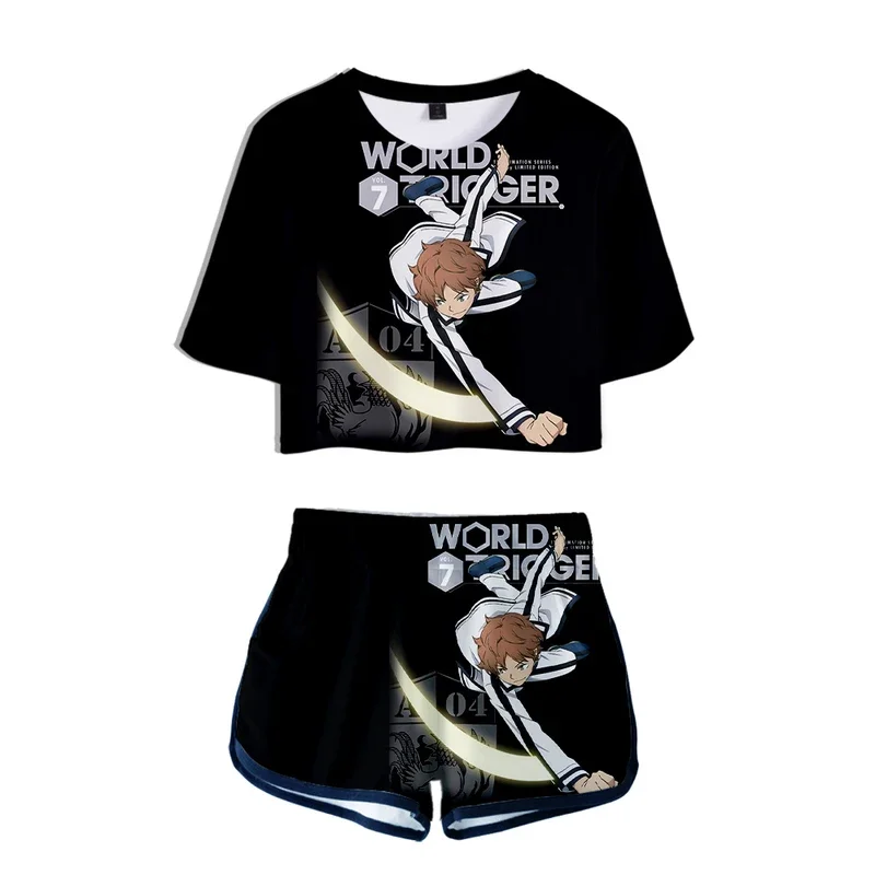 World trigger manga cool 2021 New 3D fashion two-piece sets print women's piece summer short sleeve pants fashion sexy casual