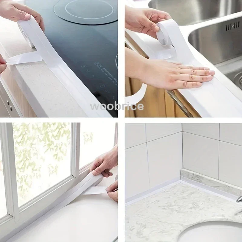 Shower Bath Sealing Tape Strips PVC Self Adhesive Waterproof Wall Sticker for Bathroom Kitchen Seal Caulk Strip Sink Mold Proof