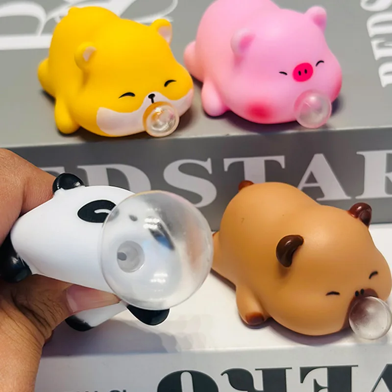Panda dos desenhos animados animal bolha soprando squeeze brinquedo divertido alívio do estresse brinquedo sensorial crianças adultos presente de descompressão de alta qualidade