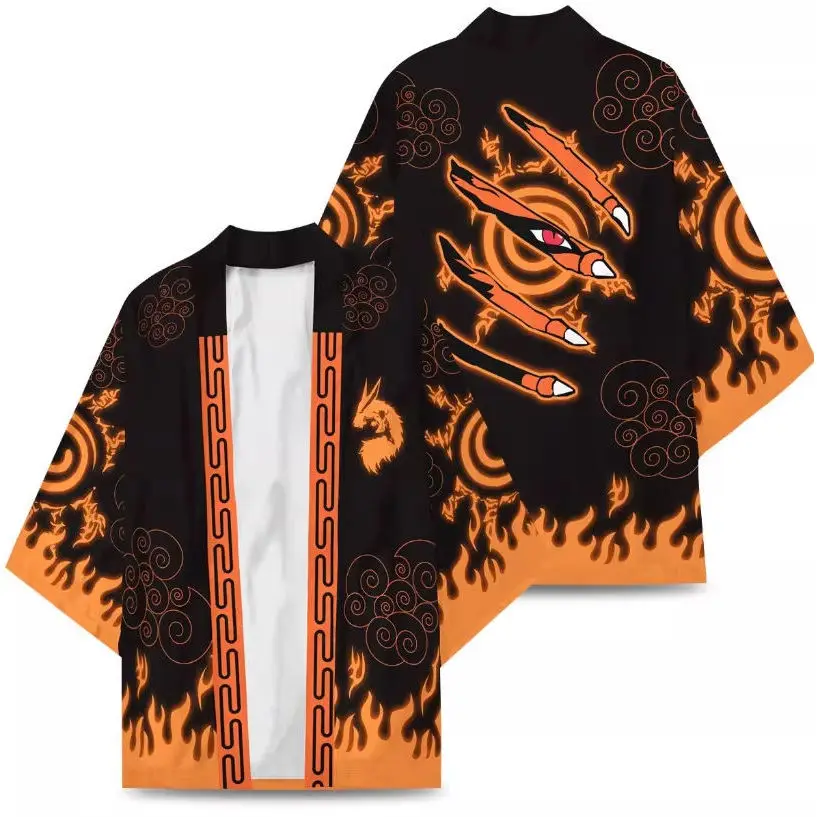 Anime Naruto Wafuku Gaara Kimono Cosplay Yukata Akatsuki Rote Wolken-Druck Haori Strickjacke Umhang Unisex Cape Jacke Freizeitkleidung