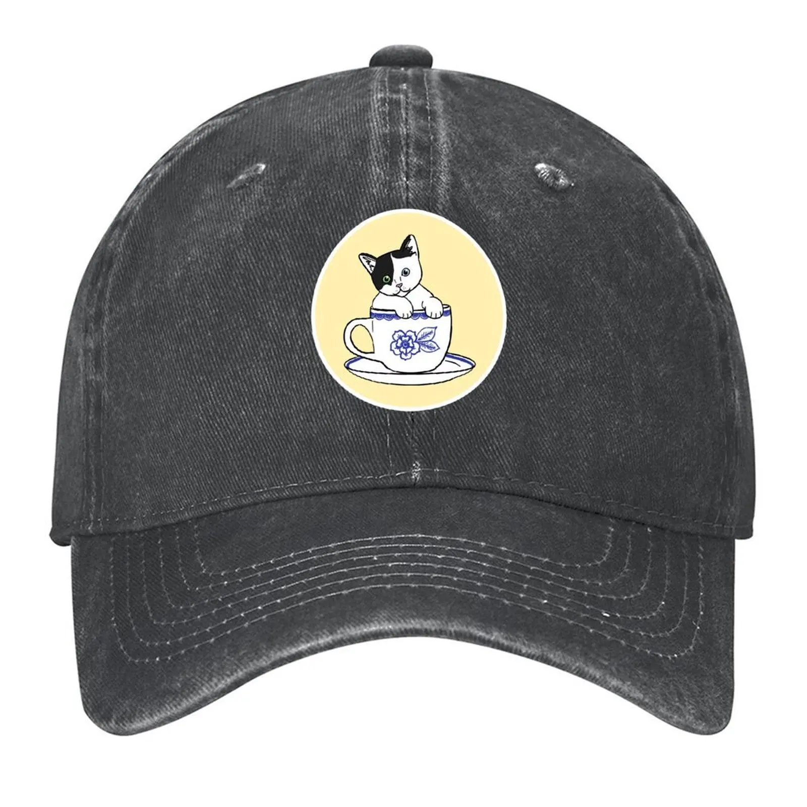 

Kitten in a Teacup Baseball Cap tea Hat black New Hat Dropshipping Women's Golf Clothing Men's