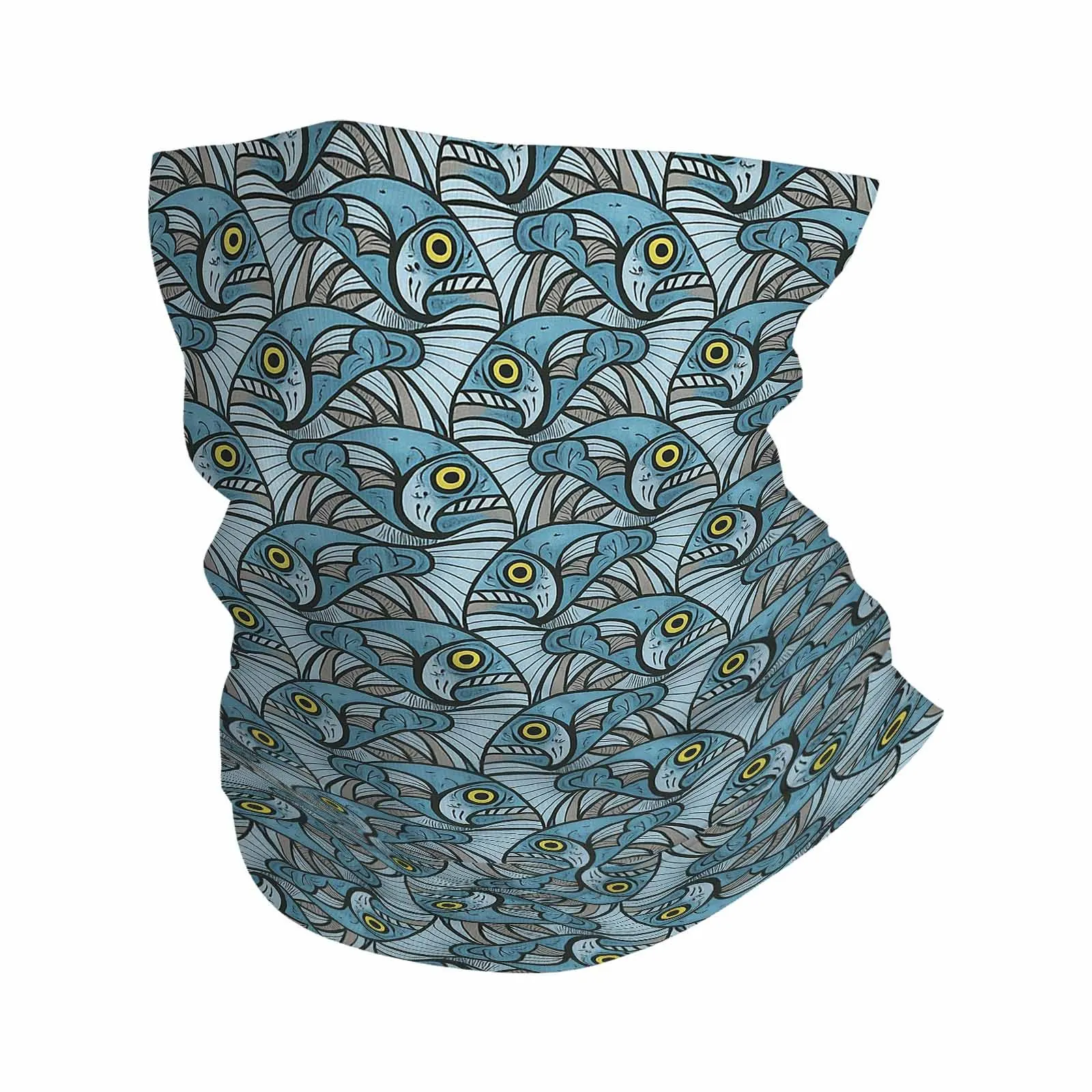 Fish Pattern, Repeating Design, Nautical Theme Novel Design Multi-Functional Printed Scarf Suitable for Outdoor
