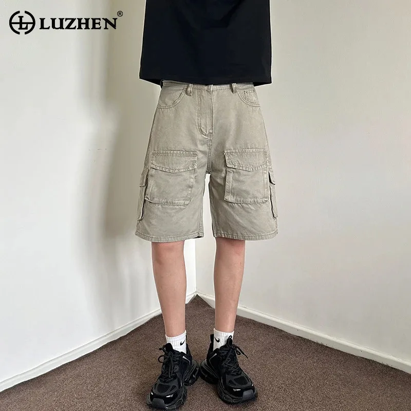 

LUZHEN летние прямые брюки-карго с несколькими карманами и украшением, 2029, мужские модные уличные повседневные шорты JY3540
