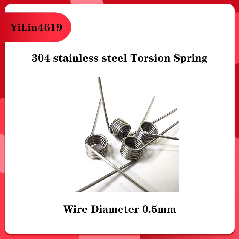 

304 Stainless Steel Torsion Spring 0.5mm Wire Diameter, High Quality Corrosion Resistance Spring for Industrial/Home Use