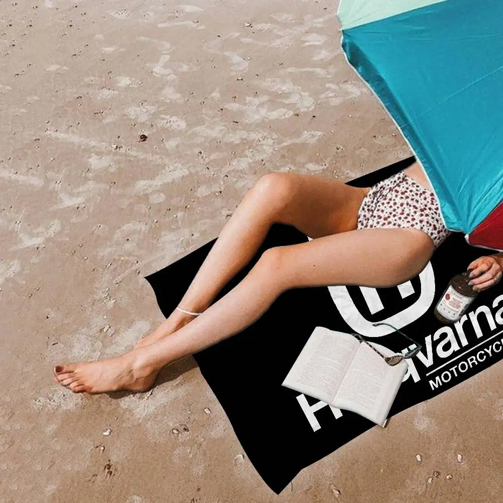 H-Husqvarna Logo Microfiber Printed Beach Towel Mountain Climbing Yoga Beach Swimming Running Absorbent Soft Towel view 3