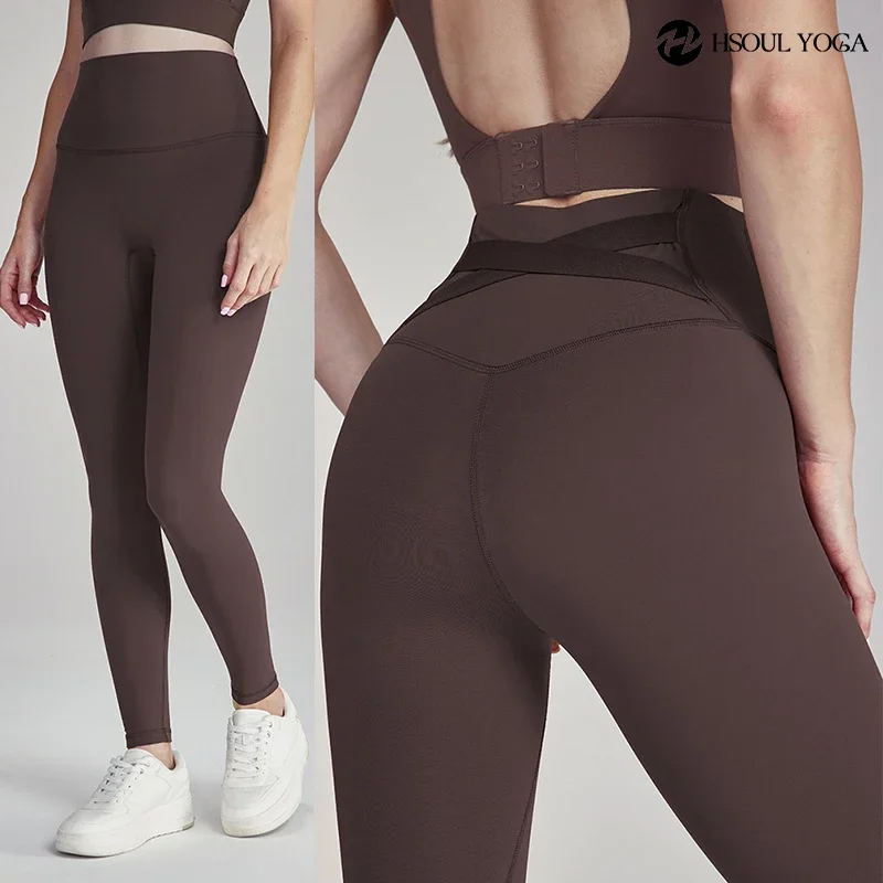 

HSOUL YOGA New Autumn/winter Yoga Leggings Warm Tights Cross Design Professional Training NoSide Seam Sport Fitness Pants Female