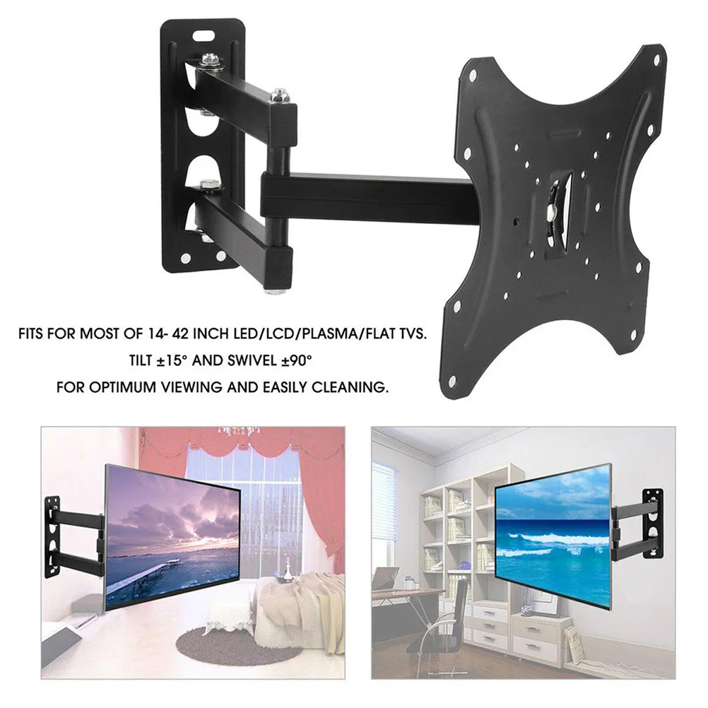 

14 -42 Panel Bracket Wall Mount Swivel LCD Holder Rotated Stretchable Telescopic