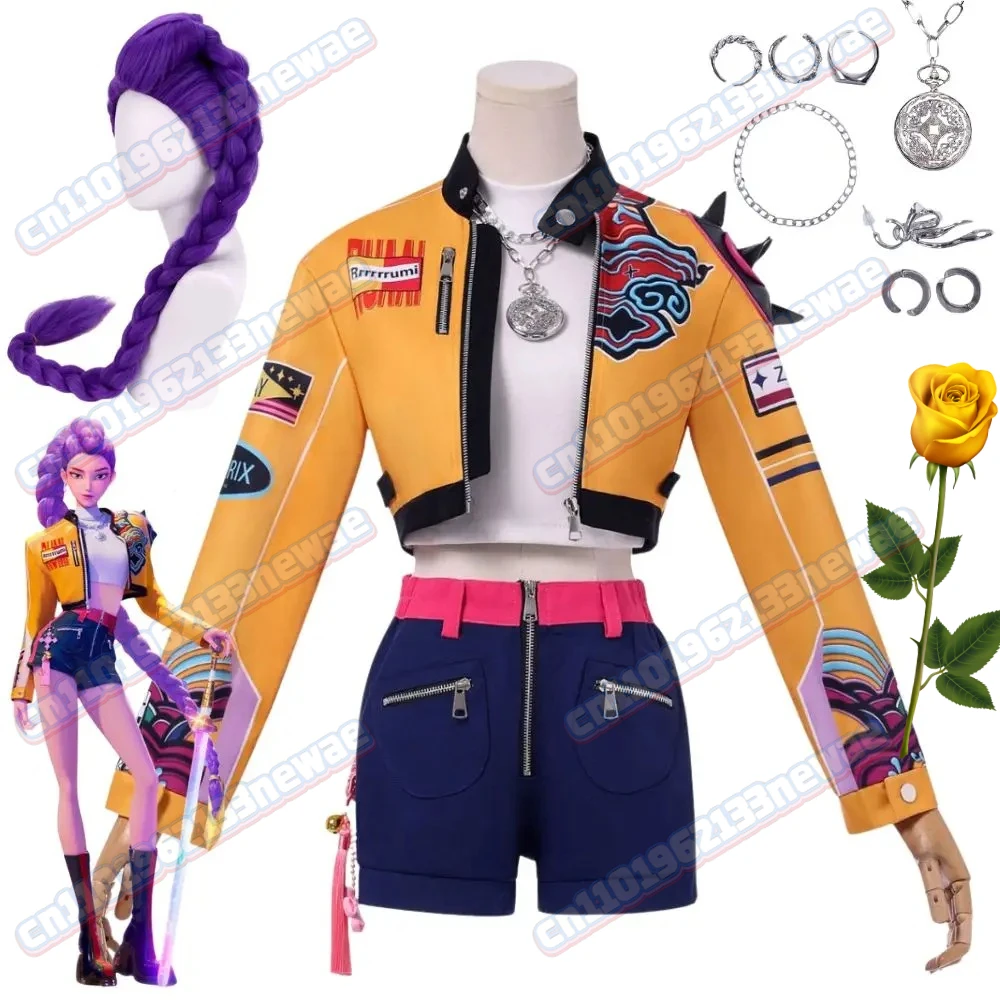 

K-Pop Mira Rumi Zoey Demon Hunters Cosplay Costume Wig for Women Clothes Girl Group Idol Roleplay Outfit Halloween Carnival Suit