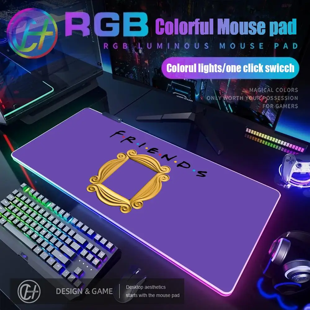 

900X400X4MM HYBXAXC Mouse Pad RGB Gaming Classic F-Friends Tv Show F-Friend Mouse Pad Desk Mat HD Gamer Large LED Light XXL