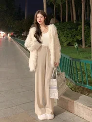 Luxury Fluffy Cardigan Knitted Sweater Women Streetwear Long Sleeve Lazy Soft Coat Furry Jacket Trend Casual Loose Tops New