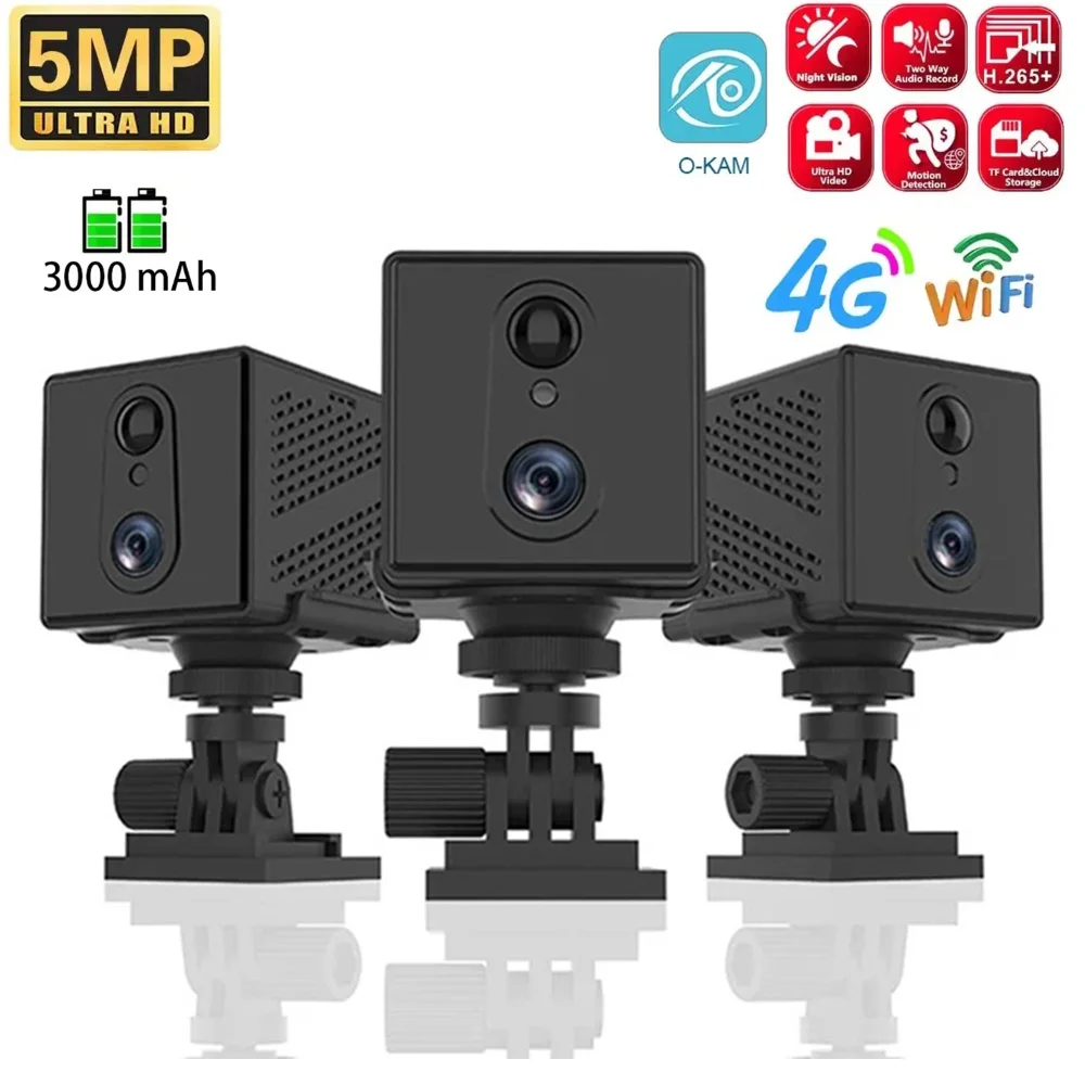 okam mini camera de seguranca com cartao sim ou wifi p ip bateria 3000mah baixa potencia porteiro de voz cctv 01