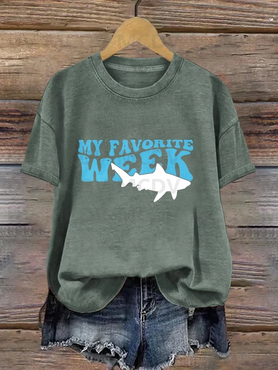 

My Favorite Shark Week Marine Life Conservation Art Print T-shirt 3D All Over Printed Women's T Shirts