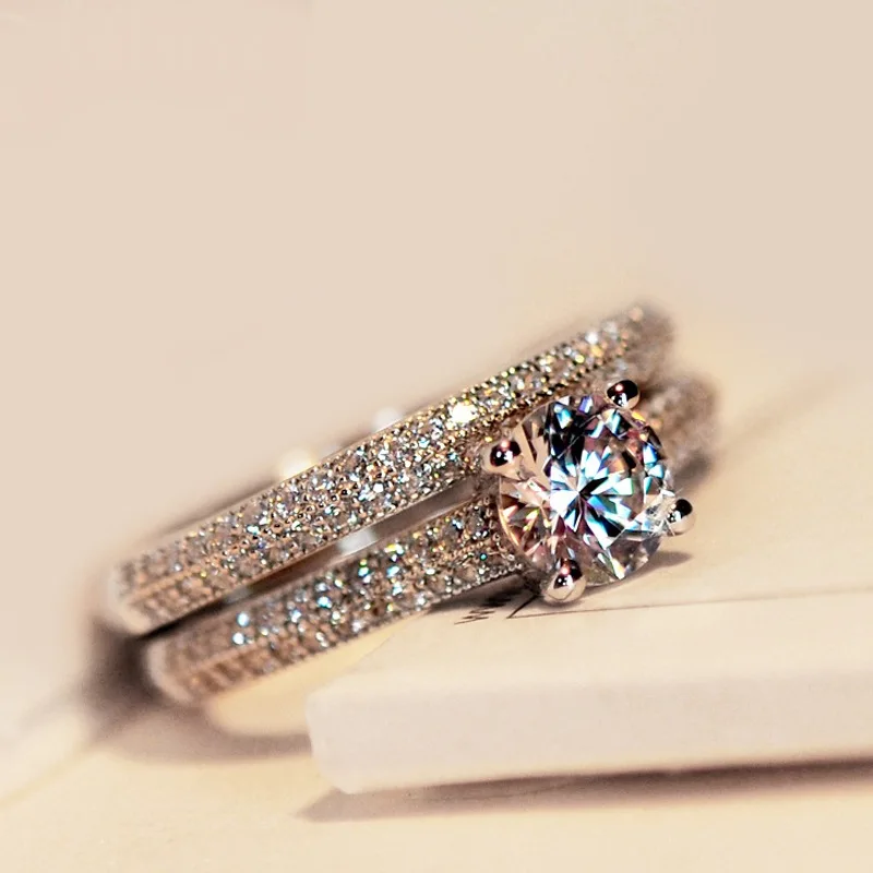 S925 Sterling Silver Ring Hot Sale Micro Set Ring Zircon Proposal Ring Engagement Banquet Ring