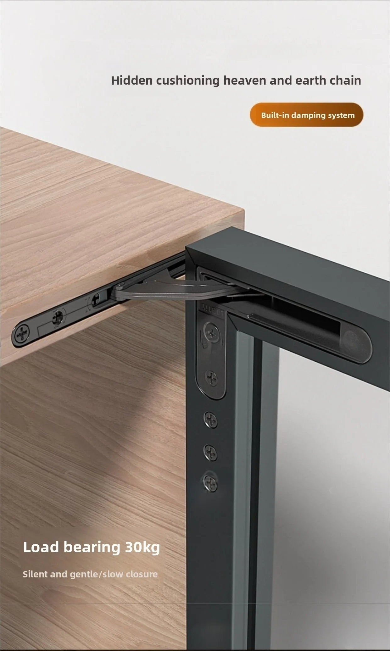 30KG Hochbelastbare Verdeckte Ober- und Unterachsen-Scharniere Aluminiumrahmentürscharnier mit Dämpfungspuffer – Detail 1